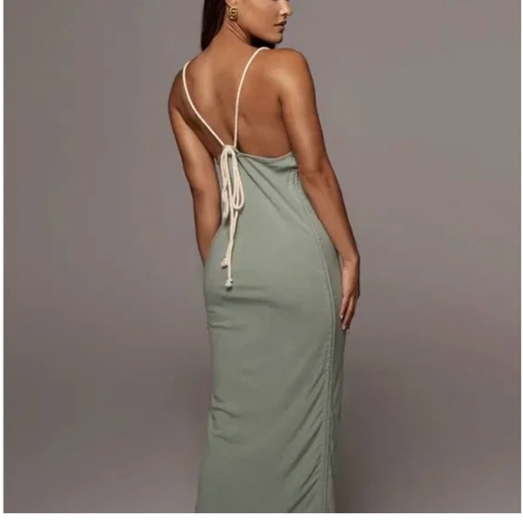 Jade. Green. JLUXLABEL Dress. Rope Detail. Adjustable Length. - Picture 3 of 8